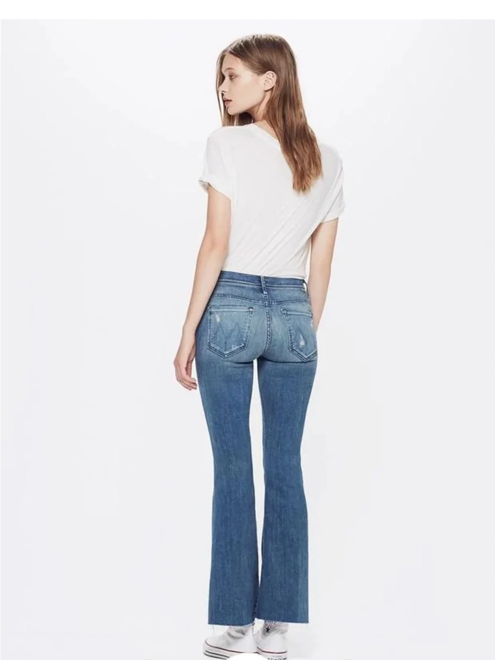Mother The Weekender Fray Graffiti Girl Mid Rise Flare Jeans 28 Cowgirl Western